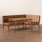 Baxton Studio Sanford Mid-Century Modern Tan Faux Leather and Walnut Brown Finished Wood 3-Piece Dining Nook Set 184-11346-9305-Zoro - alternate 2